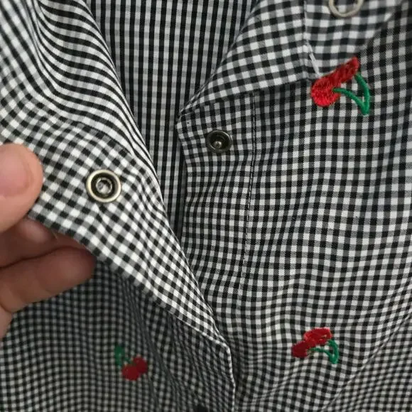 Hemet Cherry Gingham Button Front Top Size 3X – Rockabilly, Pinup, Cottagecore - Picture 6 of 7